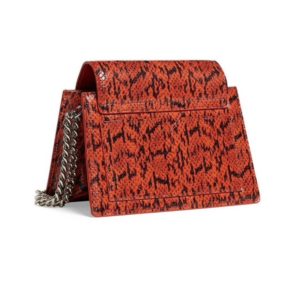 Italian designer SALAR snake print mini embossed leather with silver chain - Picture 3 of 6
